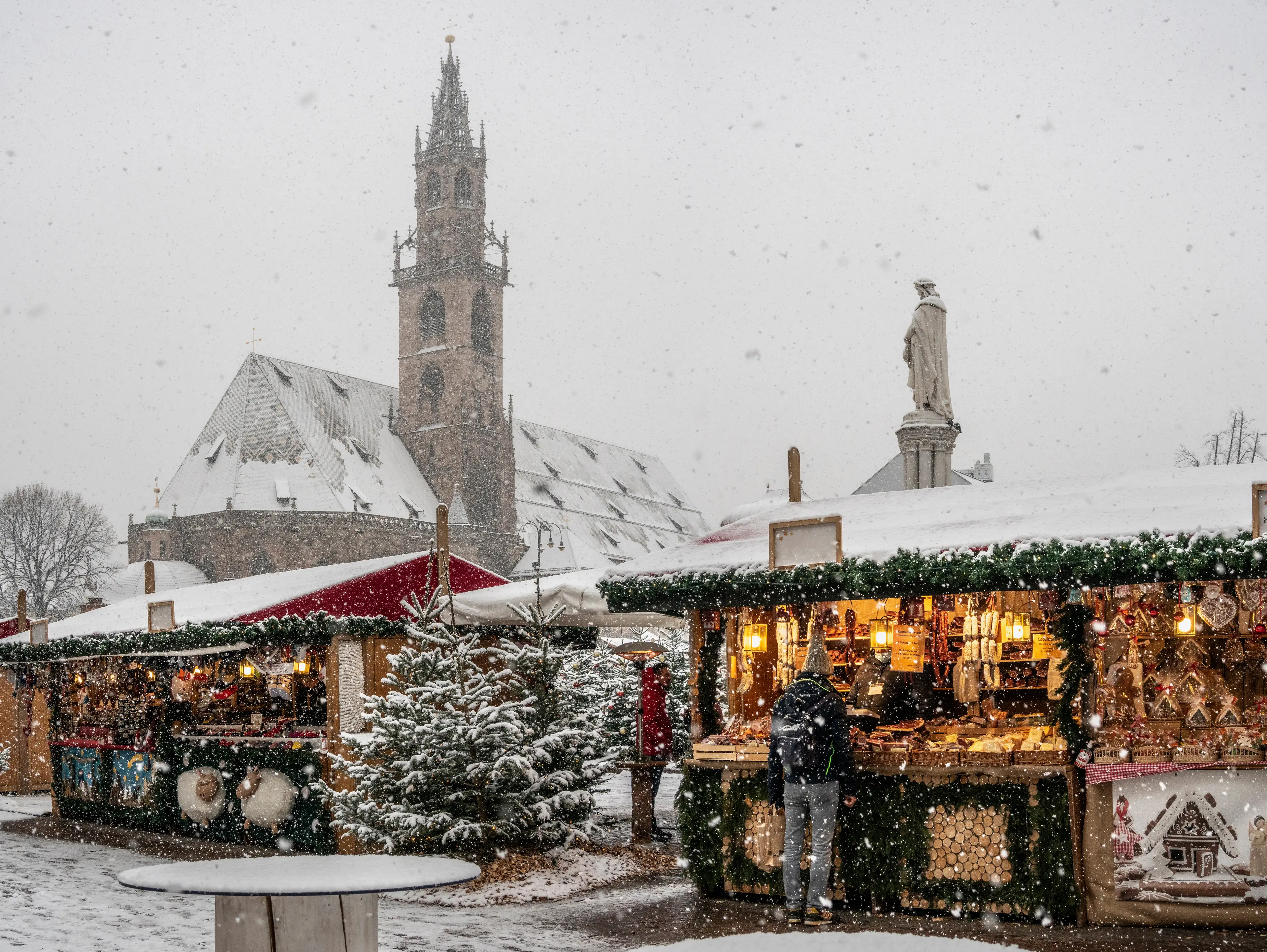 Christmas Market on snowy day