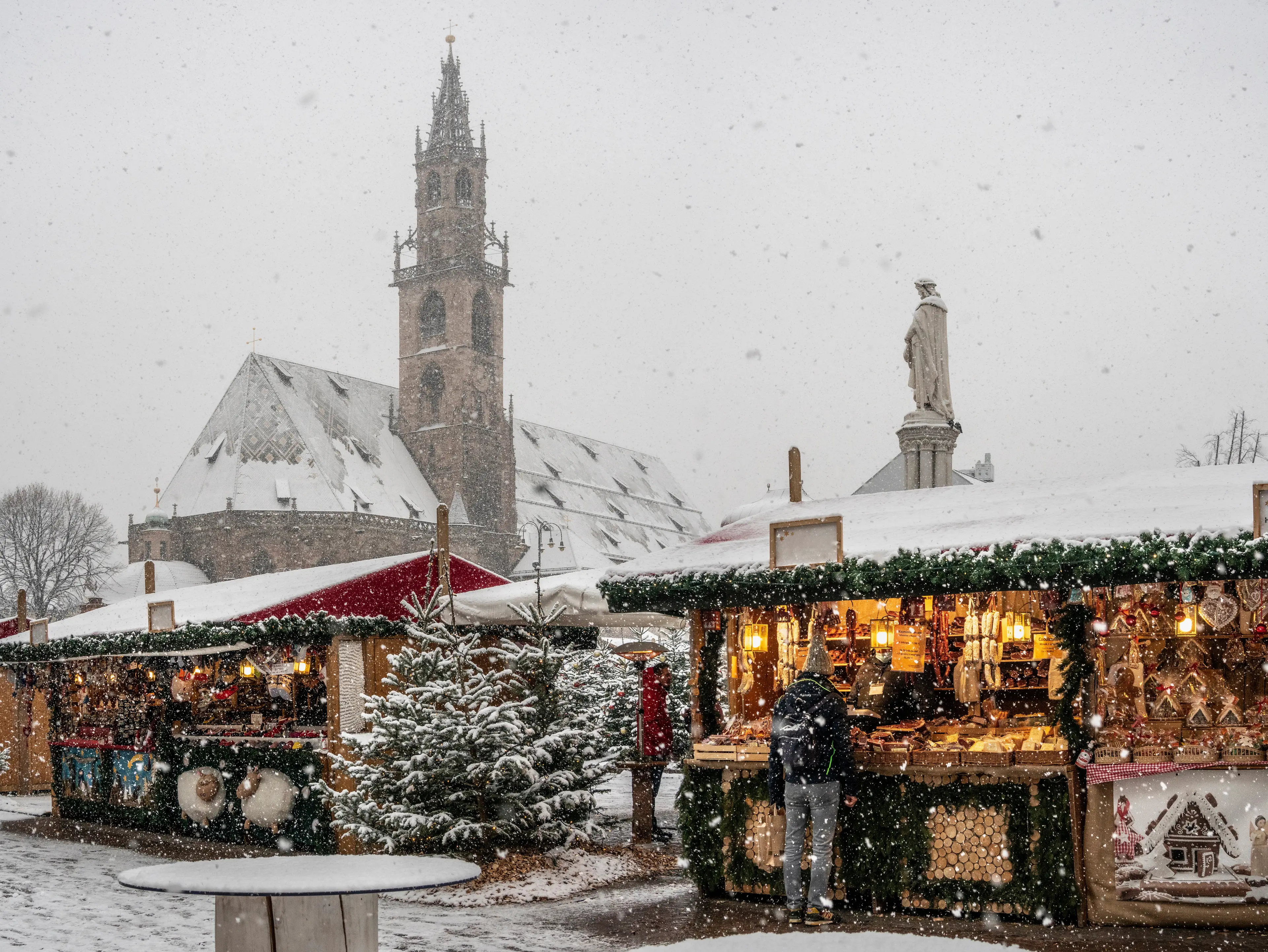 Christmas Market on snowy day Christmas Market on snowy day