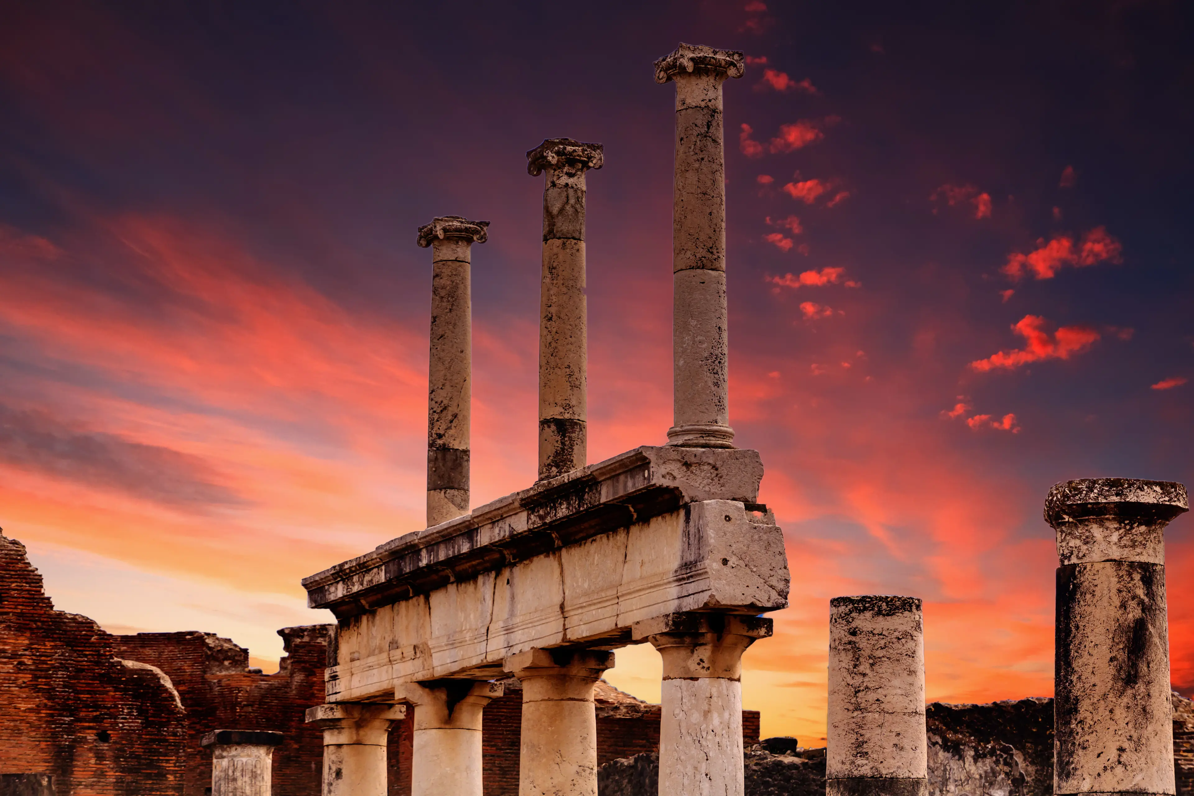 Sunset at the ruins of Pompeii Sunset at the ruins of Pompeii