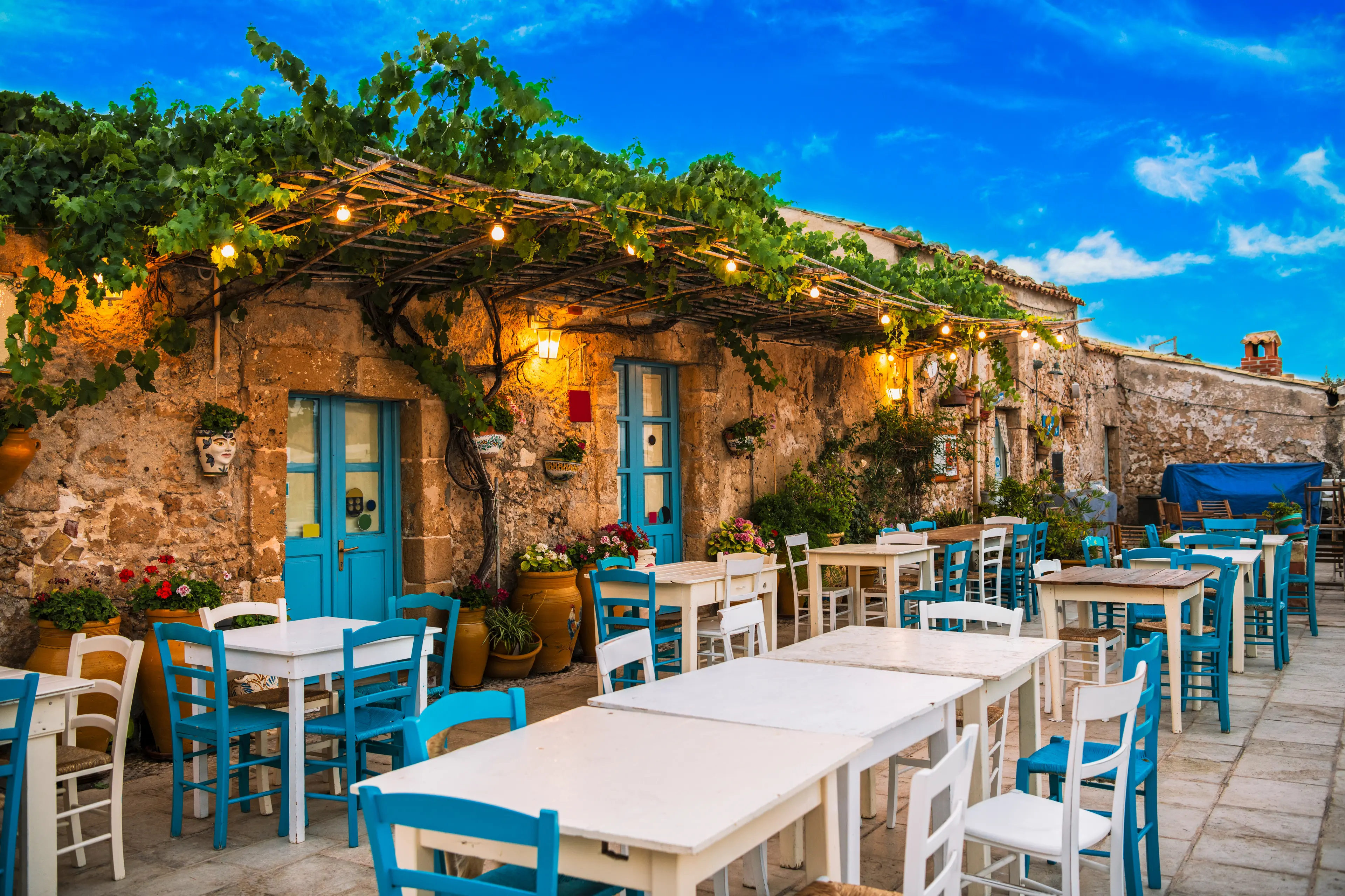 Outdoor cafe in Marzamemi