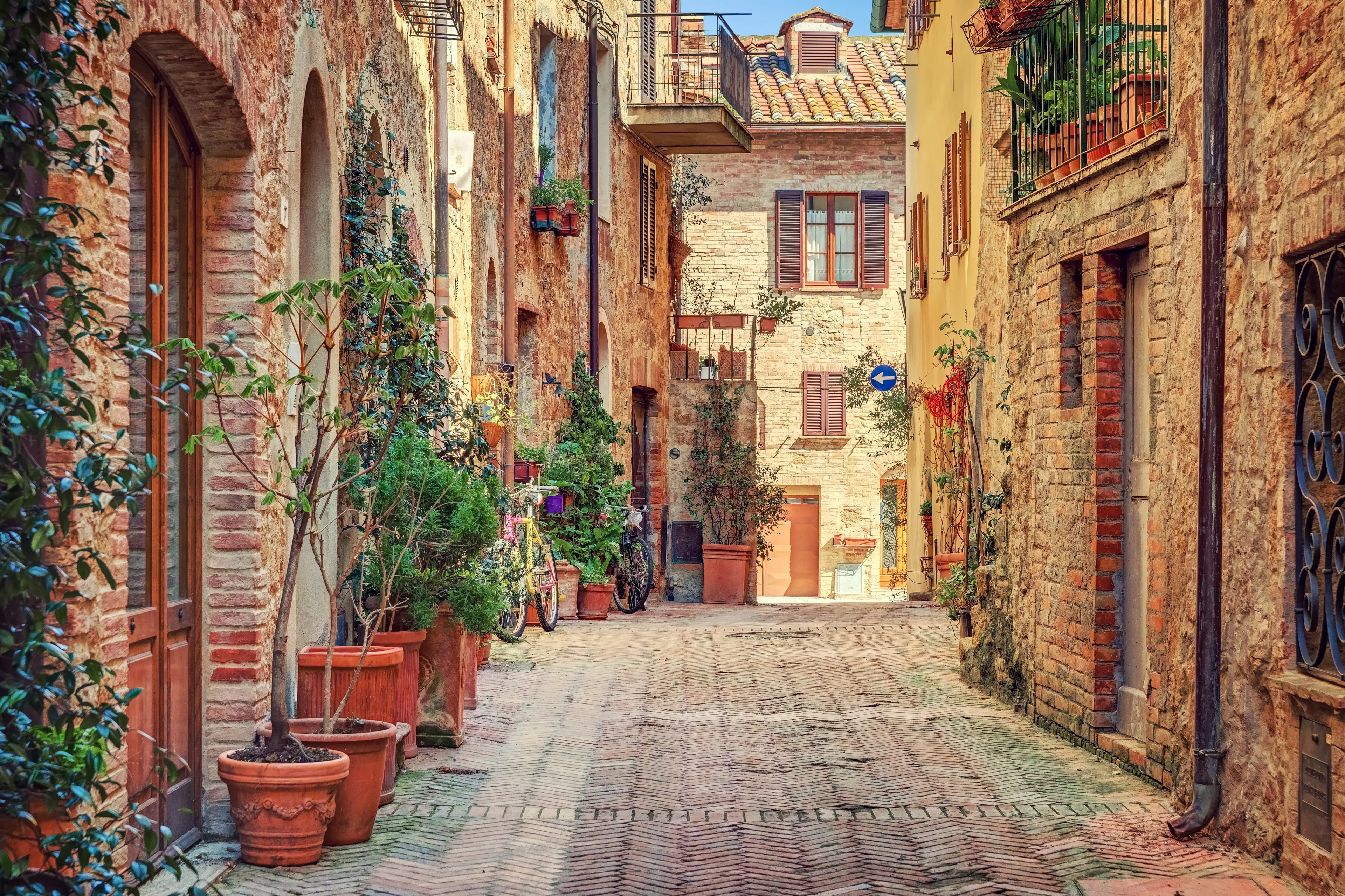 Cobblestone alley with traditional stone houses Cobblestone alley with traditional stone houses