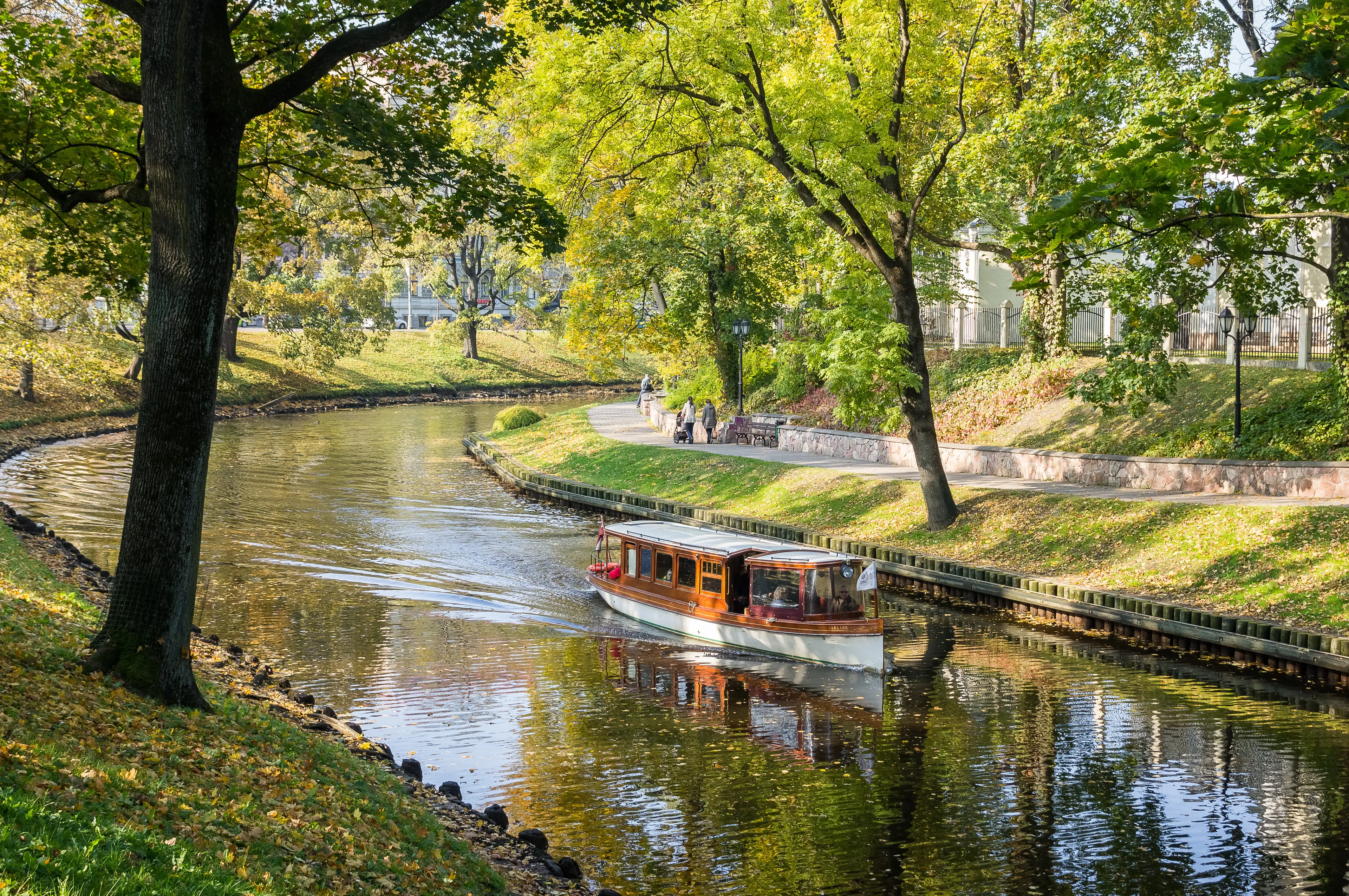 City canal passing through park