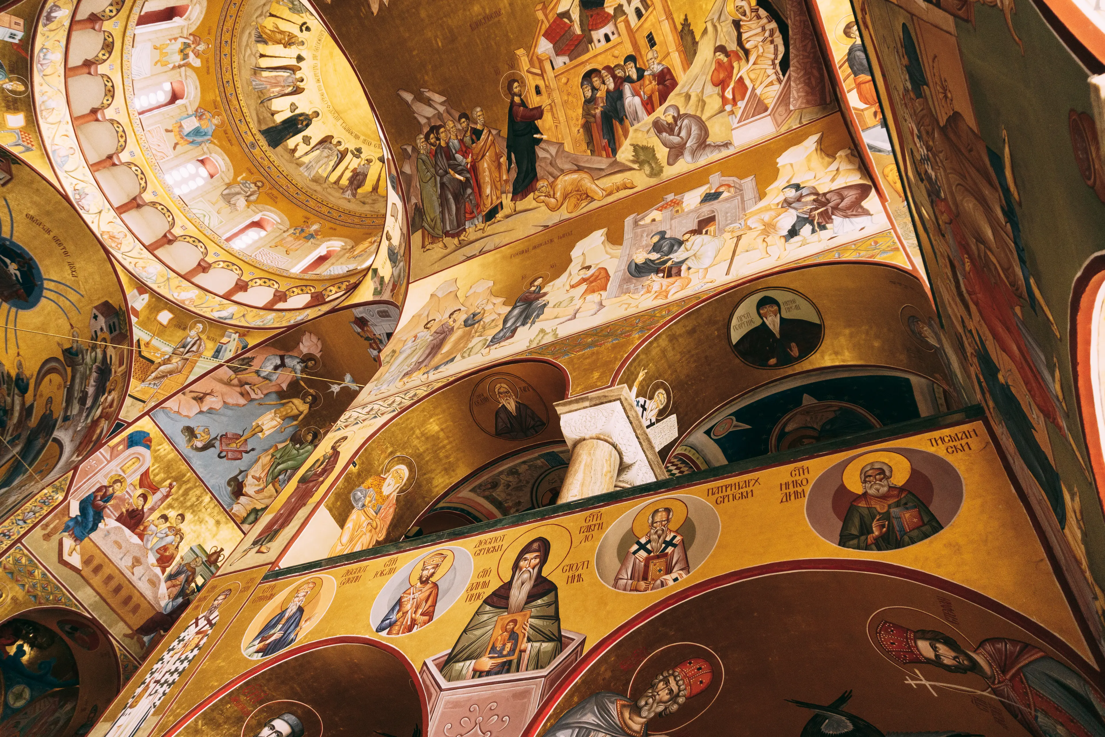 Frescoes and icons inside the Cathedral of the Resurrection of Christ