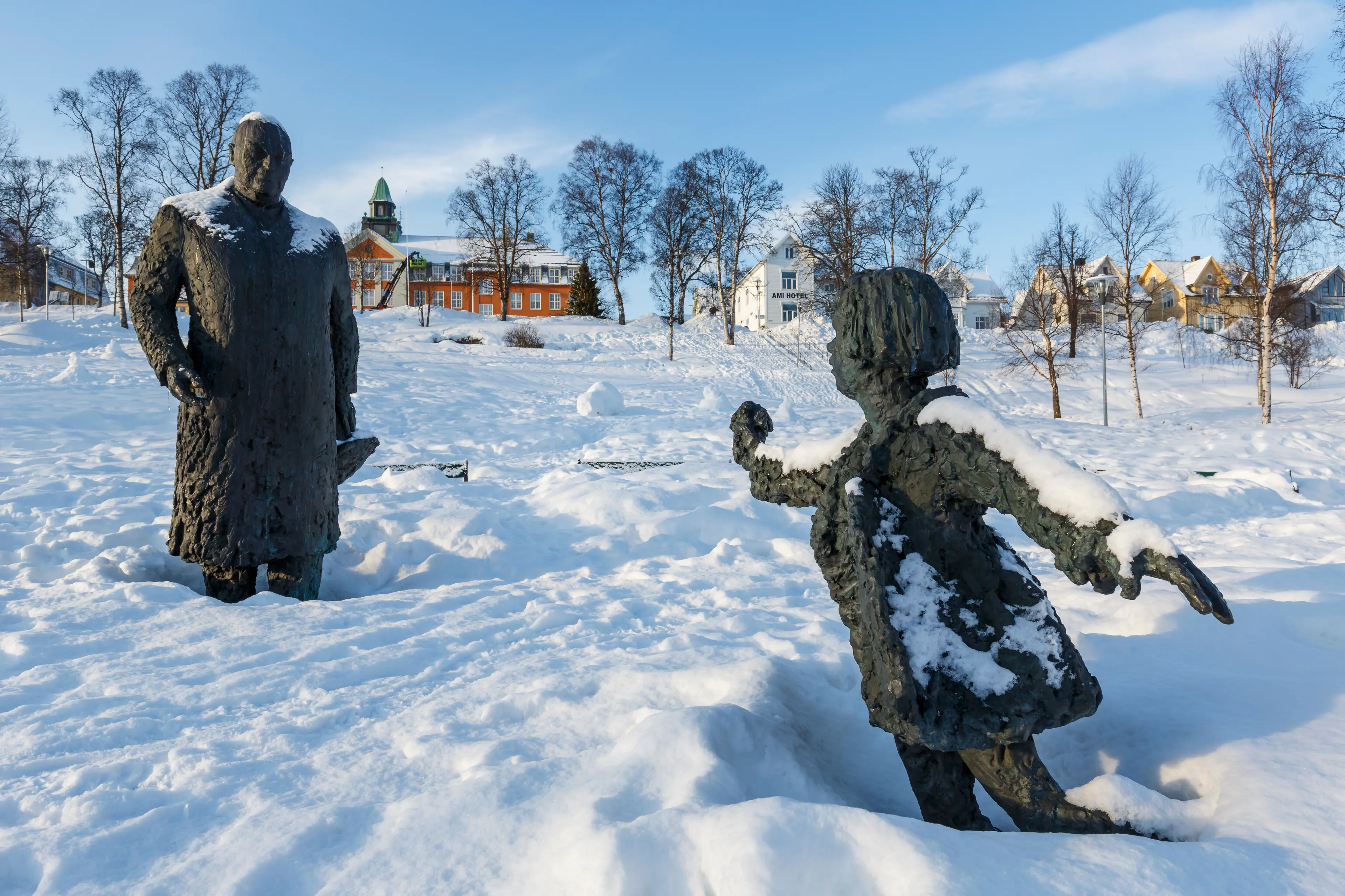 Statue of King Olav V at Kongeparken or Kingspark Statue of King Olav V at Kongeparken or Kingspark