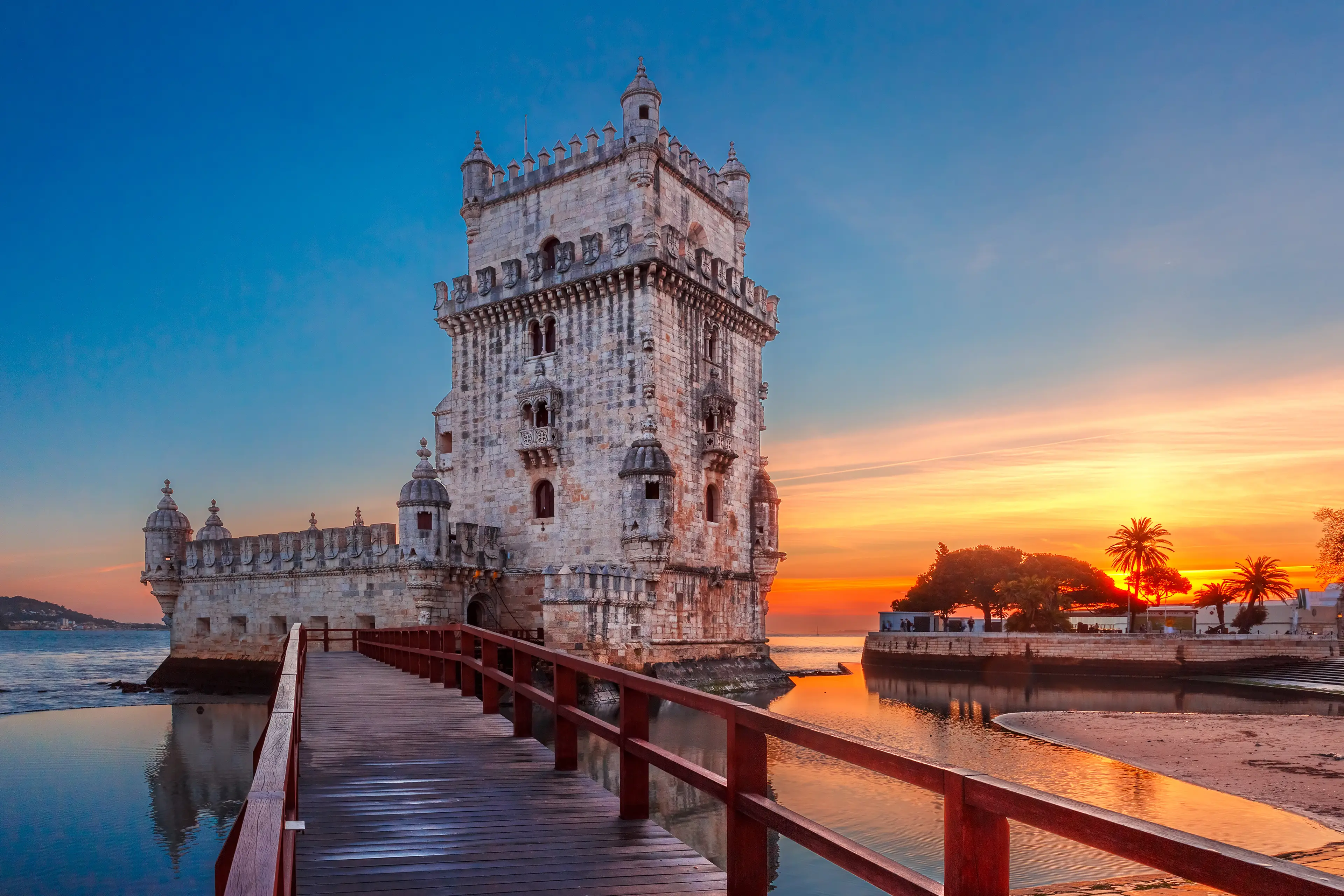 Belem Tower or Tower of St Vincent on the bank of the Tagus River Belem Tower or Tower of St Vincent on the bank of the Tagus River