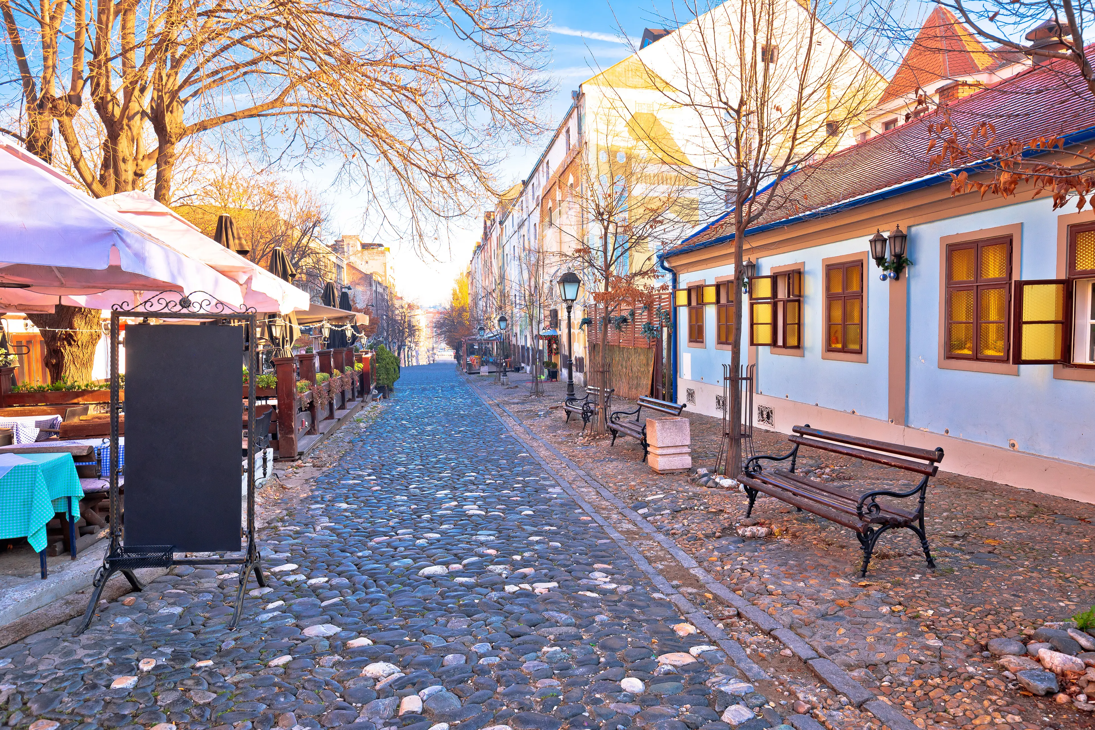 Skadarlija old cobbled streets in historic city