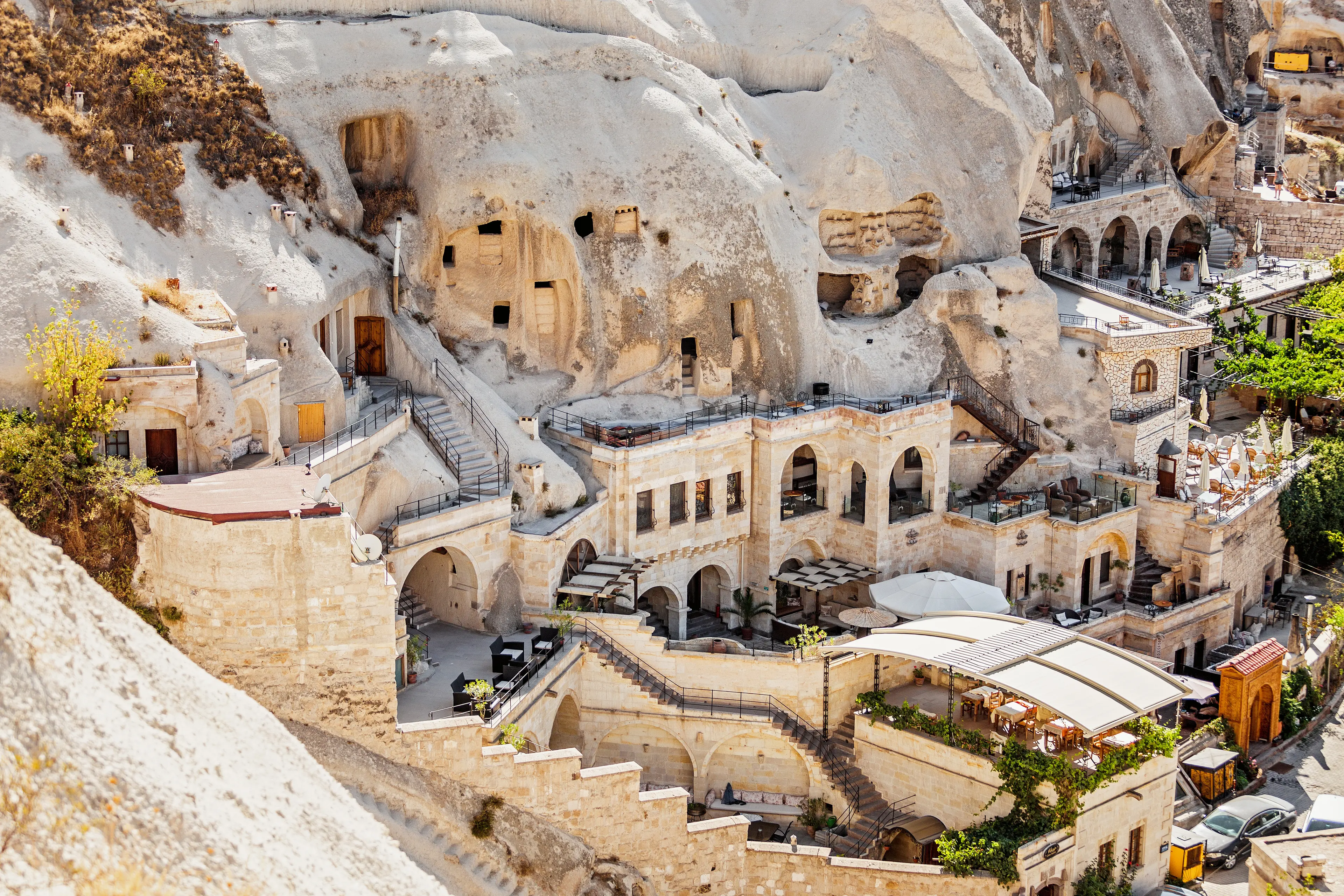 Hotels carved on the stone formations