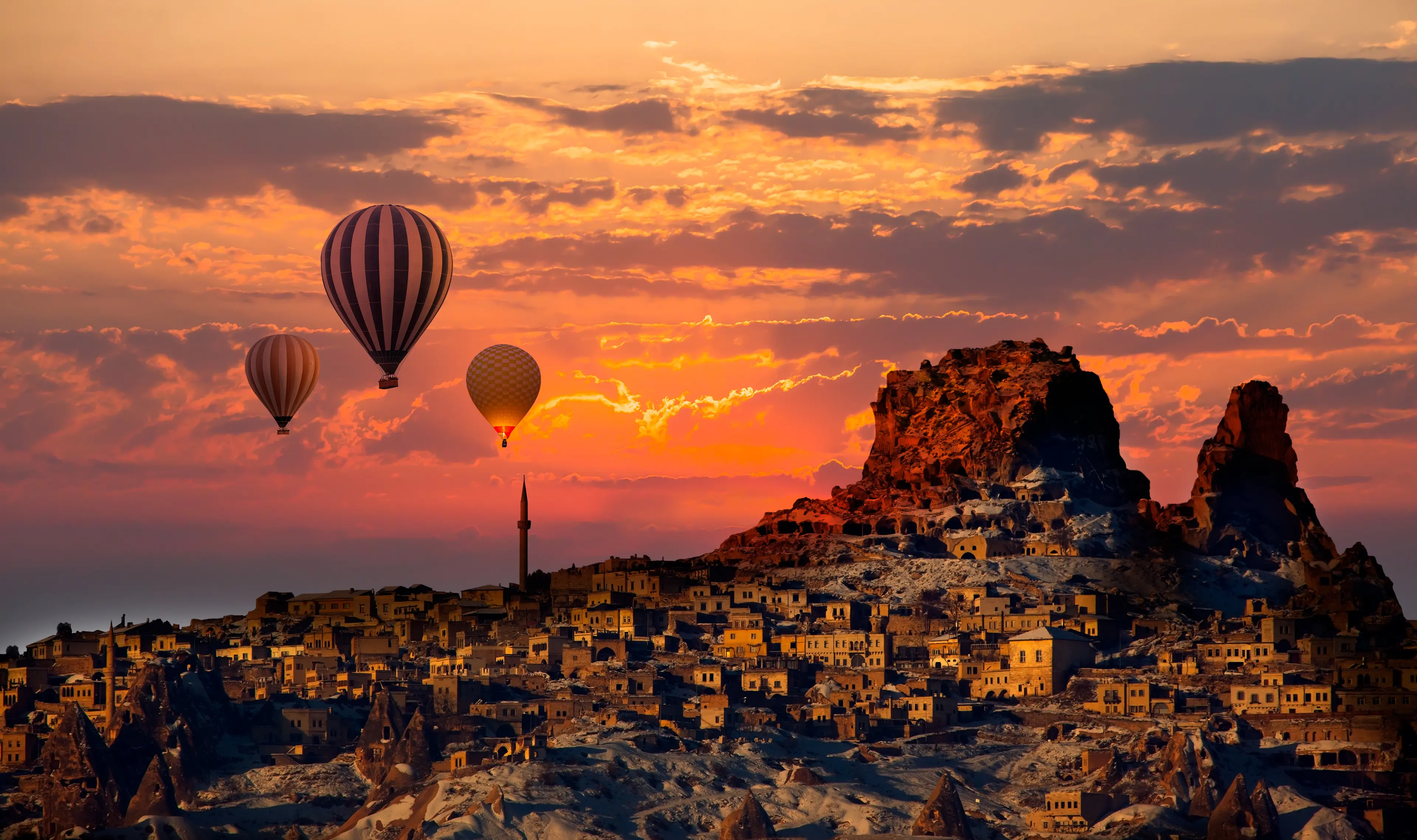 Hot air balloons flying over Goreme Hot air balloons flying over Goreme