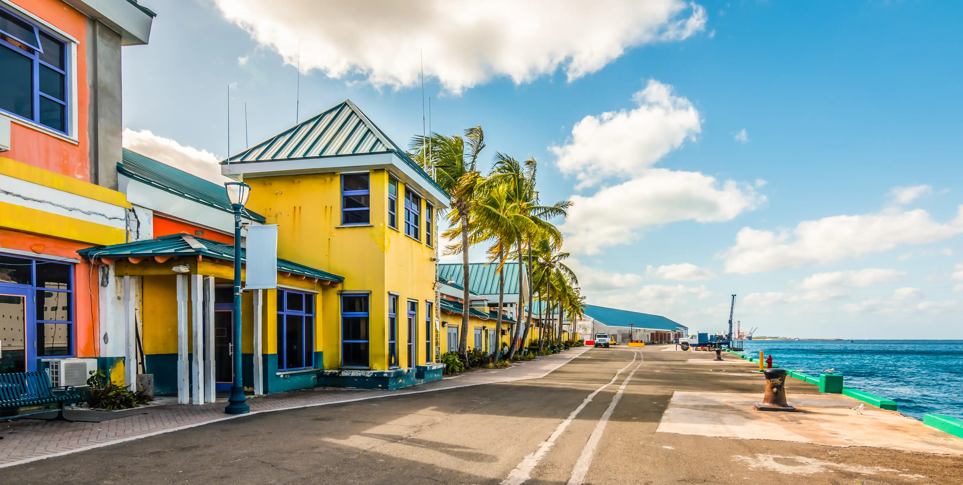 Colorful houses at the port of Nassau