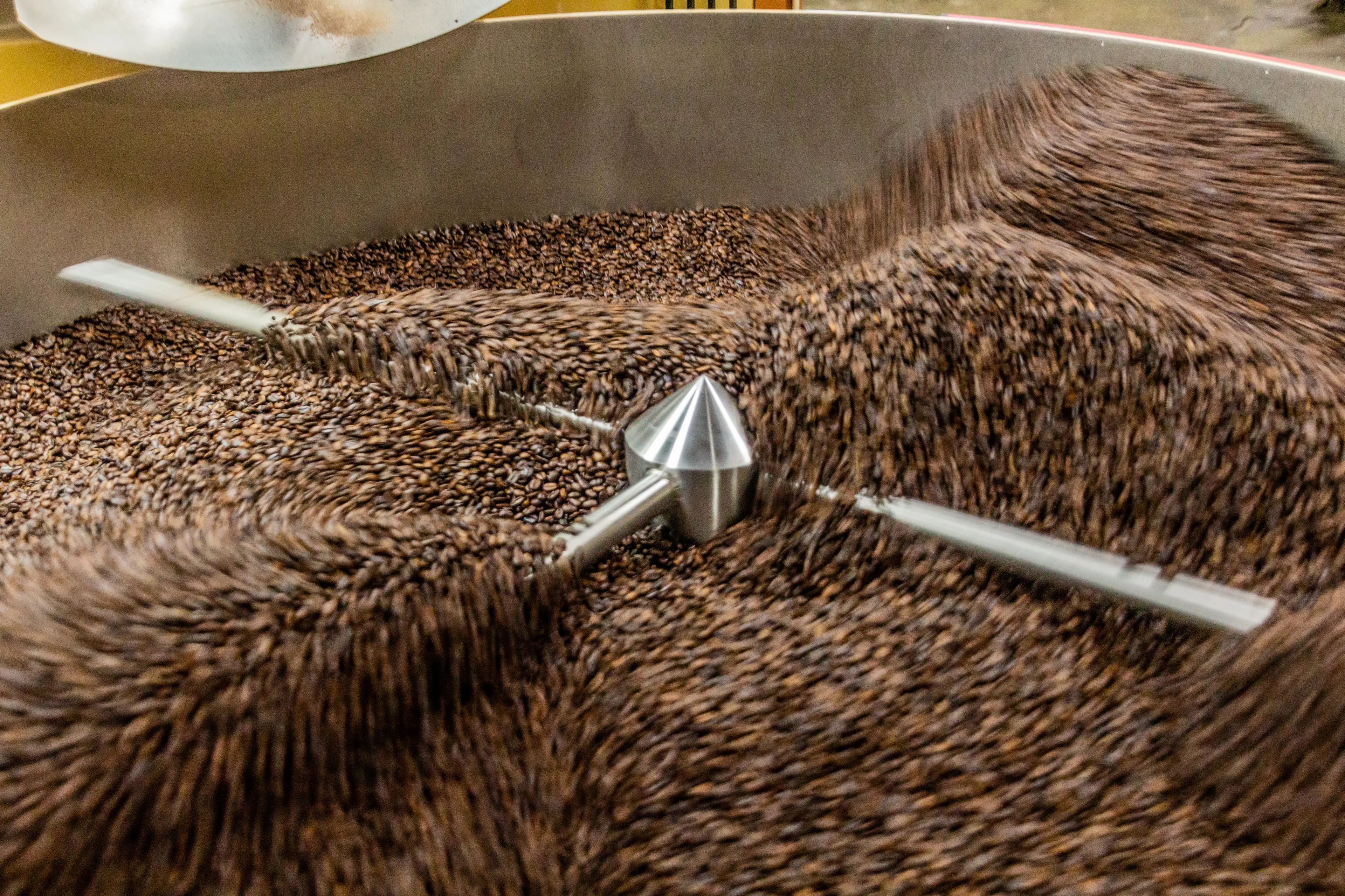 Coffee beans being roasted