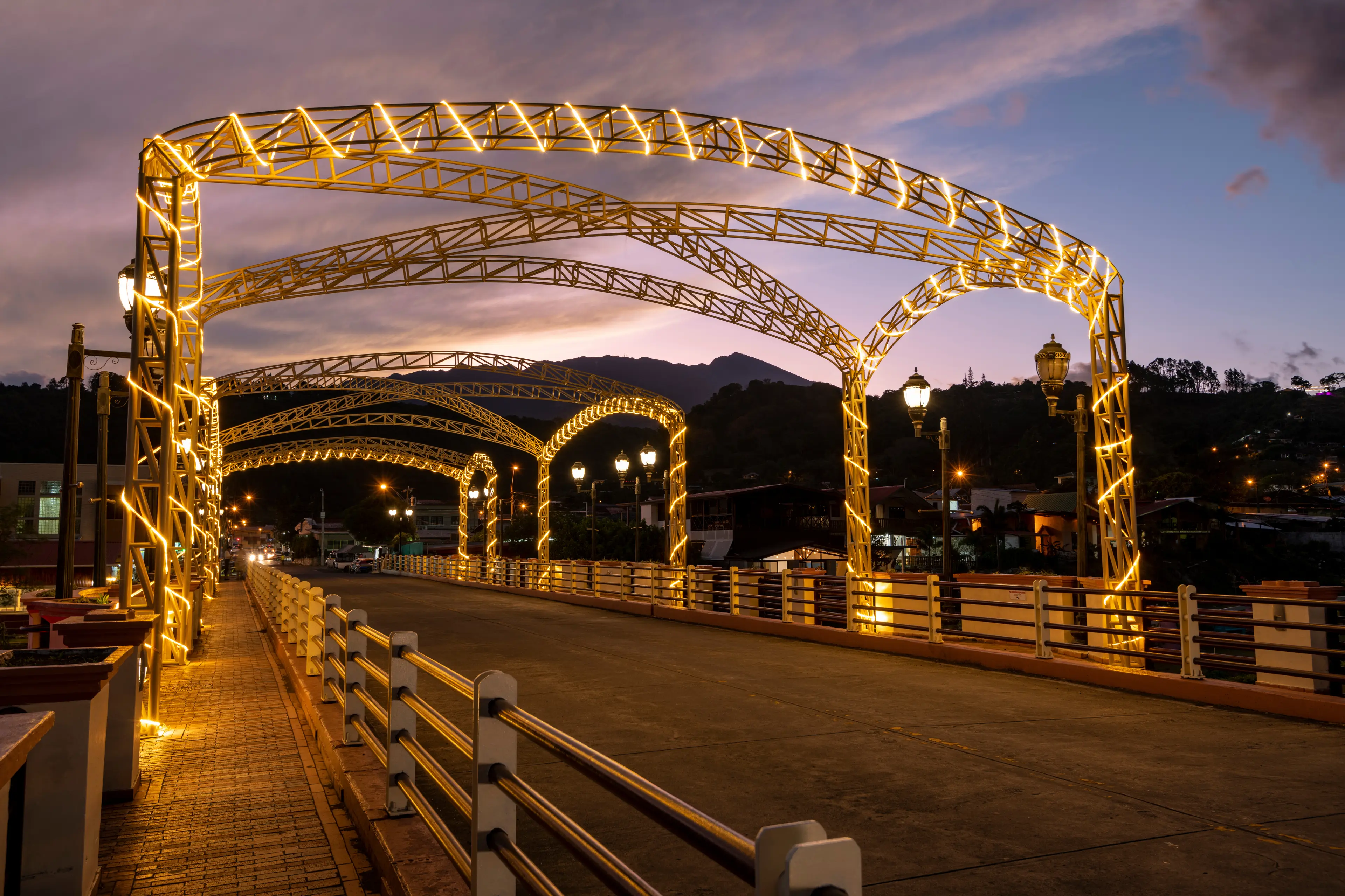 Dusk at bridge across the Caldera river Dusk at bridge across the Caldera river