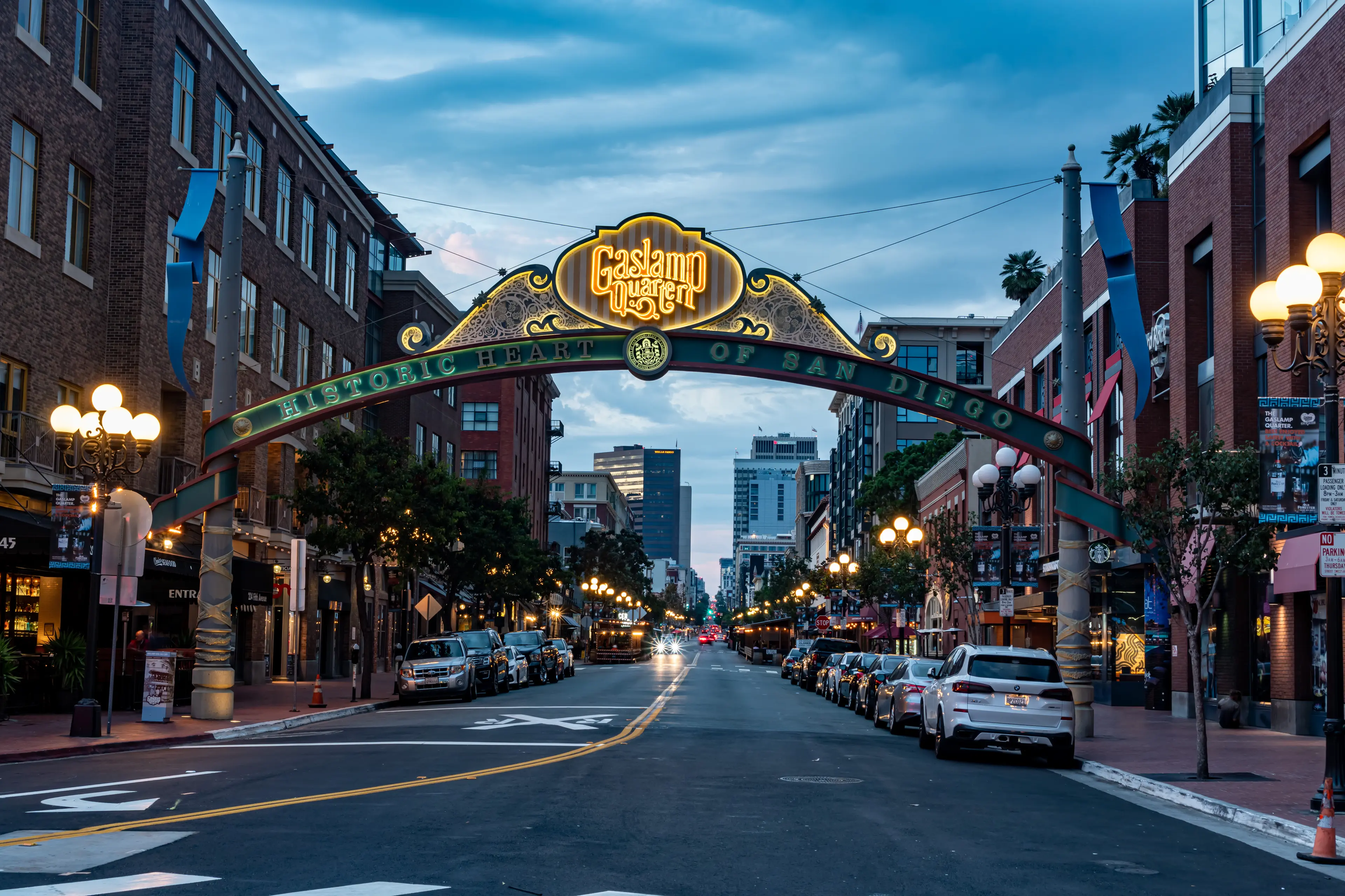 Entrance to Gaslamp Quarter, a popular nightlife spot Entrance to Gaslamp Quarter, a popular nightlife spot