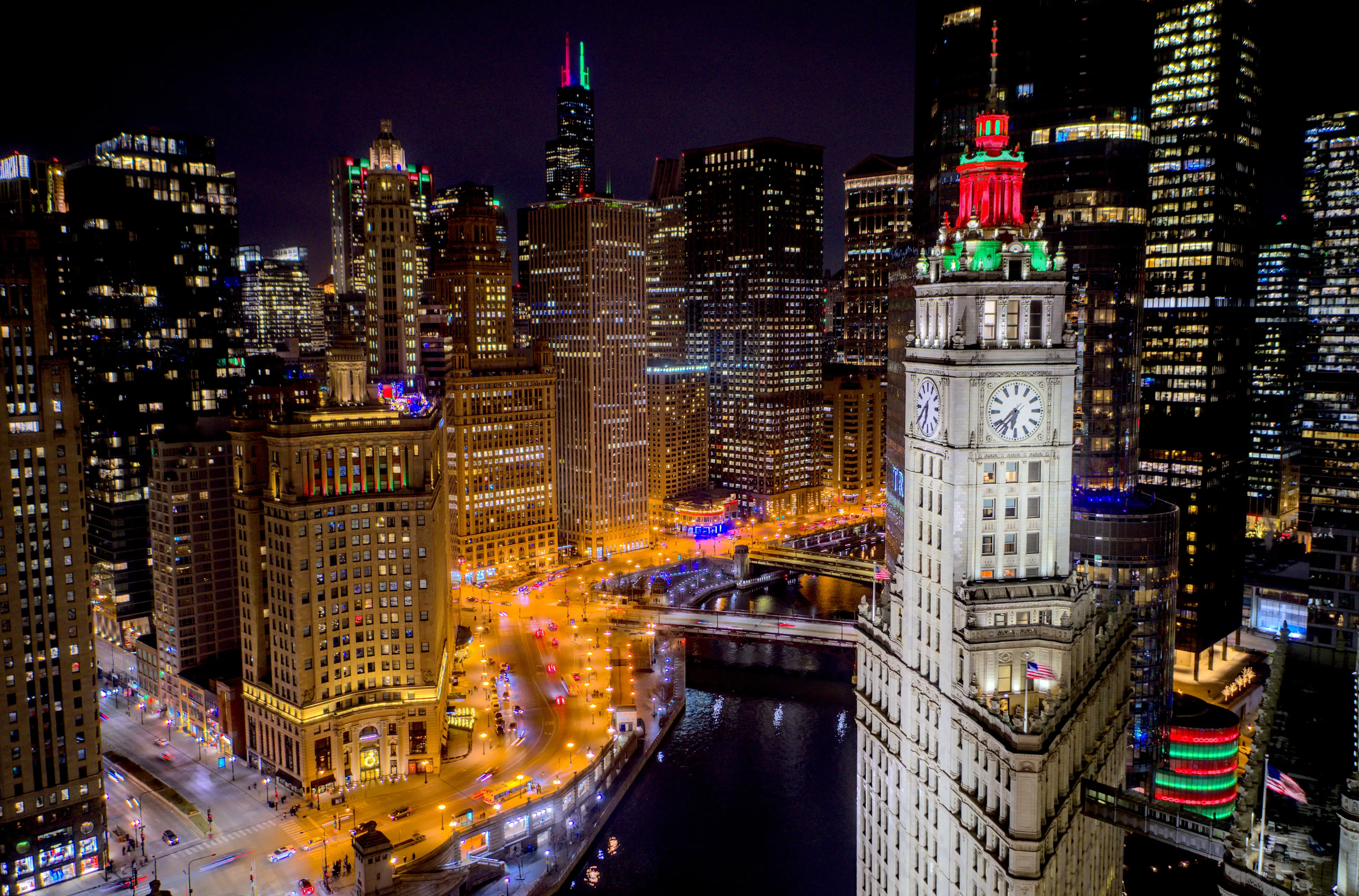 Chicago River During Christmas Chicago River During Christmas