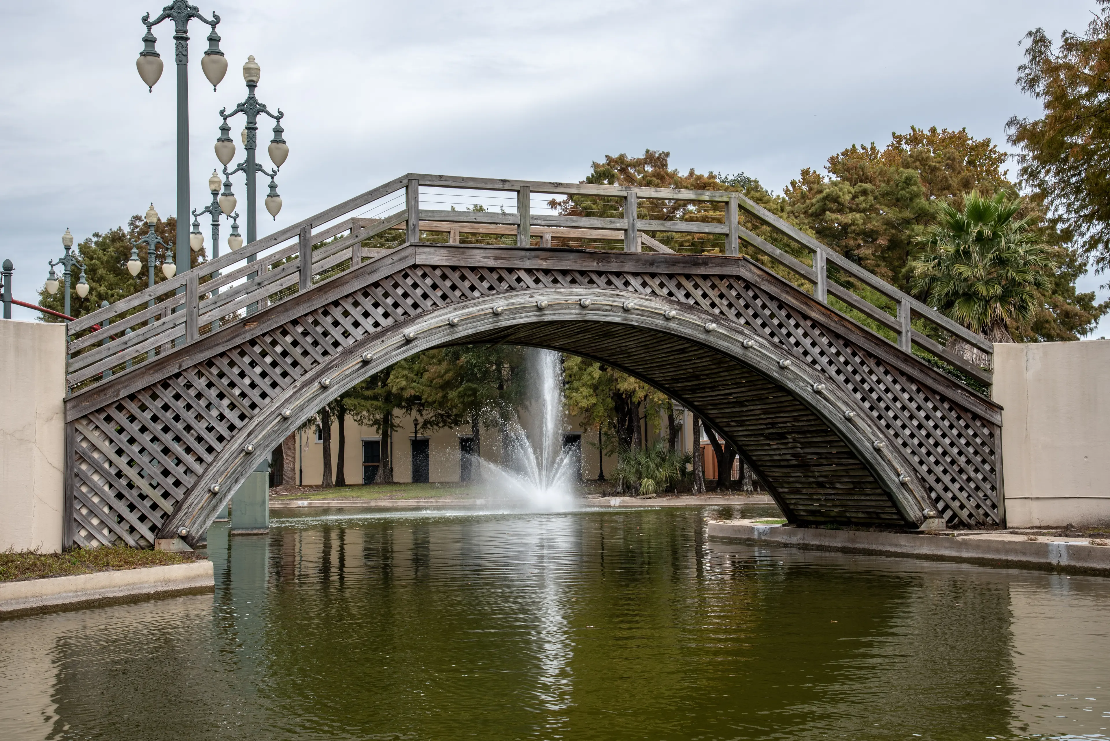 Bridge and fountain at the Armstrong park in NOLA