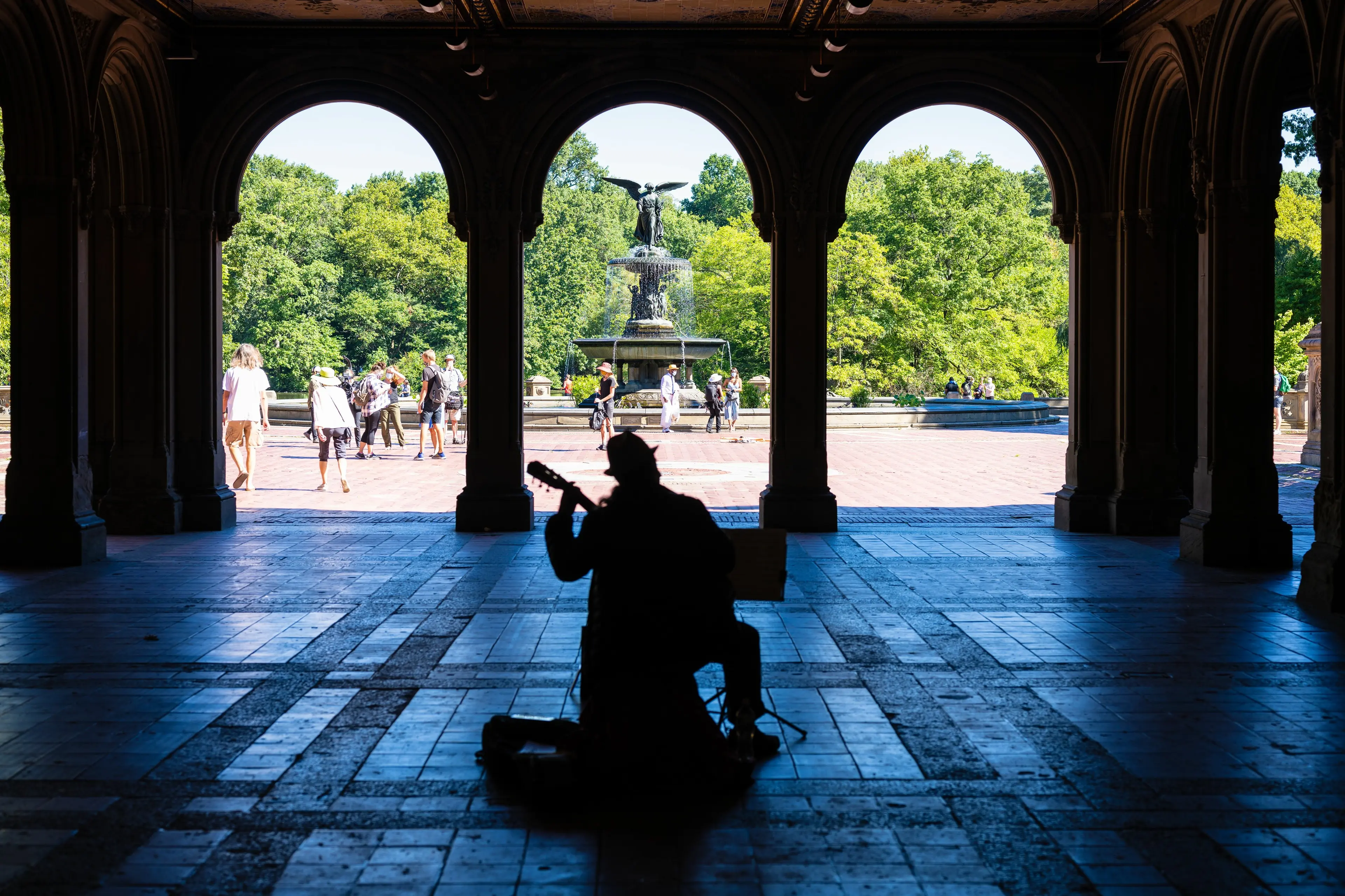 Musician near the Fountain in the Central Park
