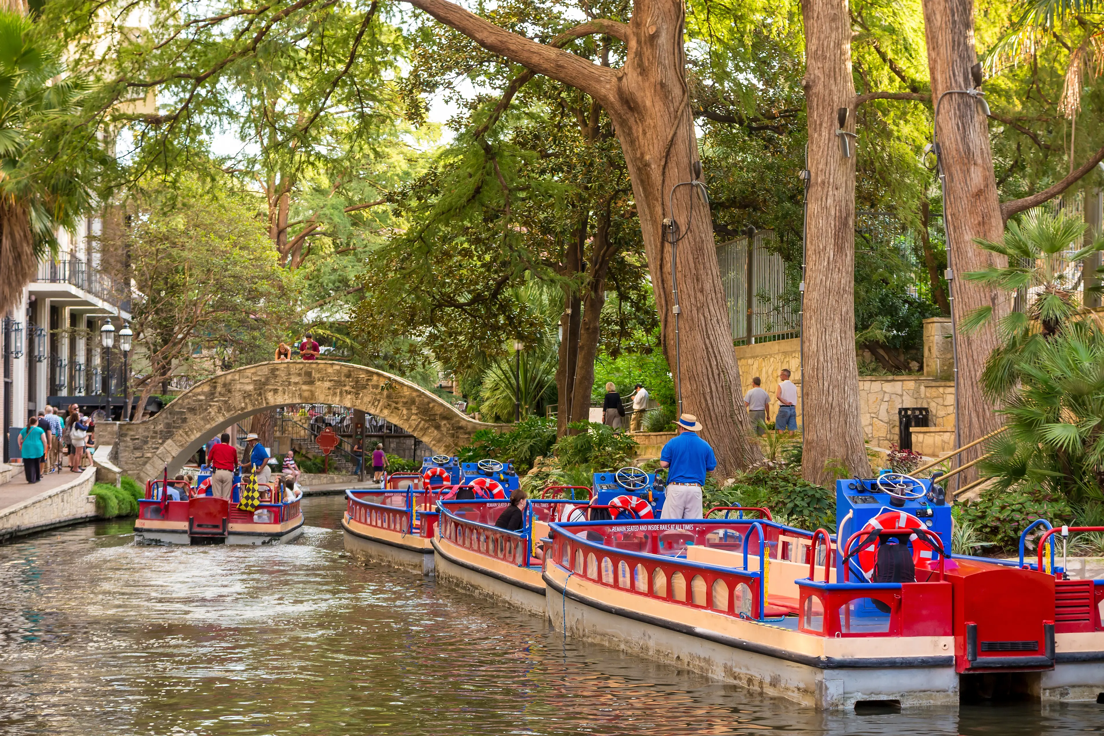 Boats at the San Antonio river walk Boats at the San Antonio river walk