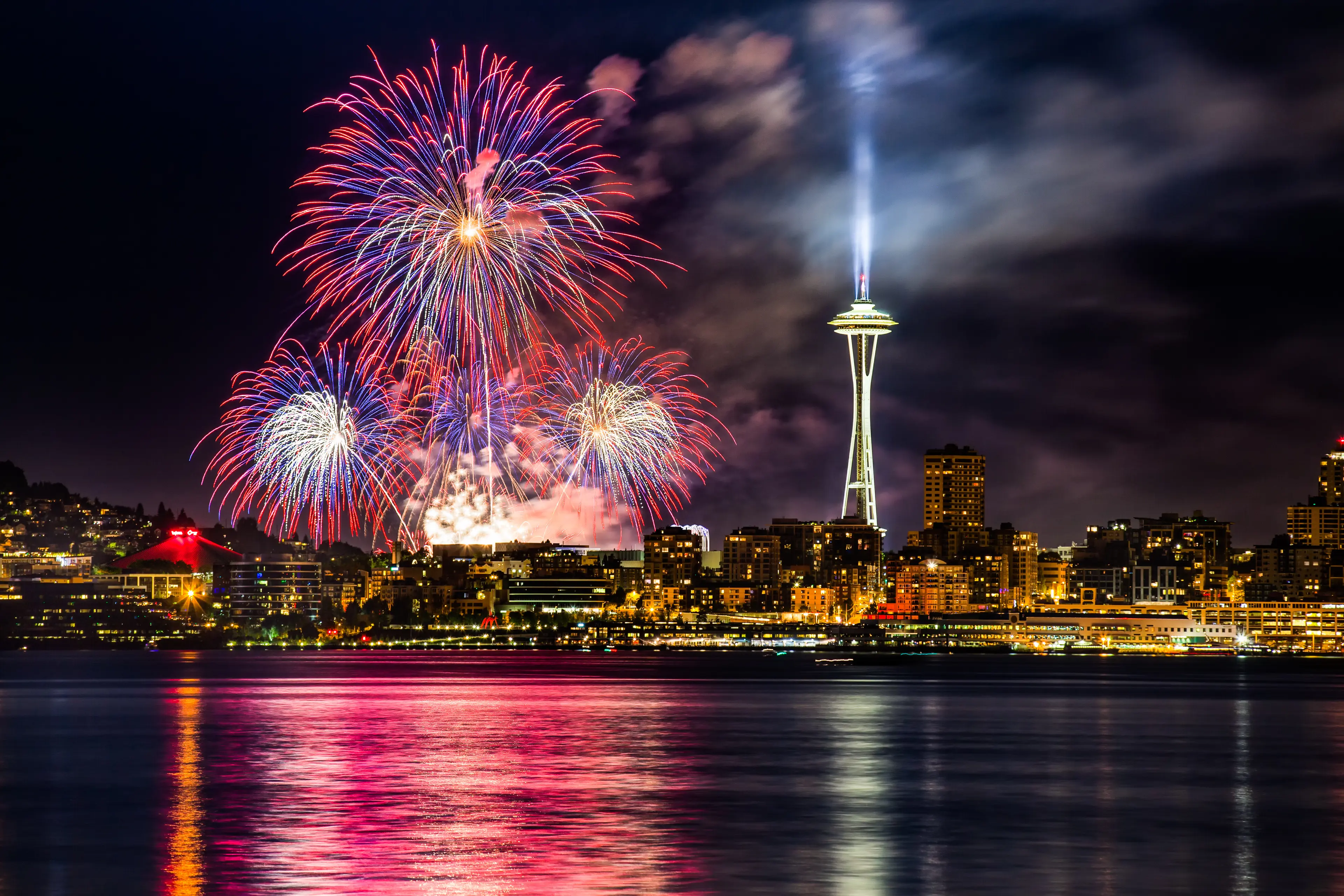 4th of July fireworks over Seattle