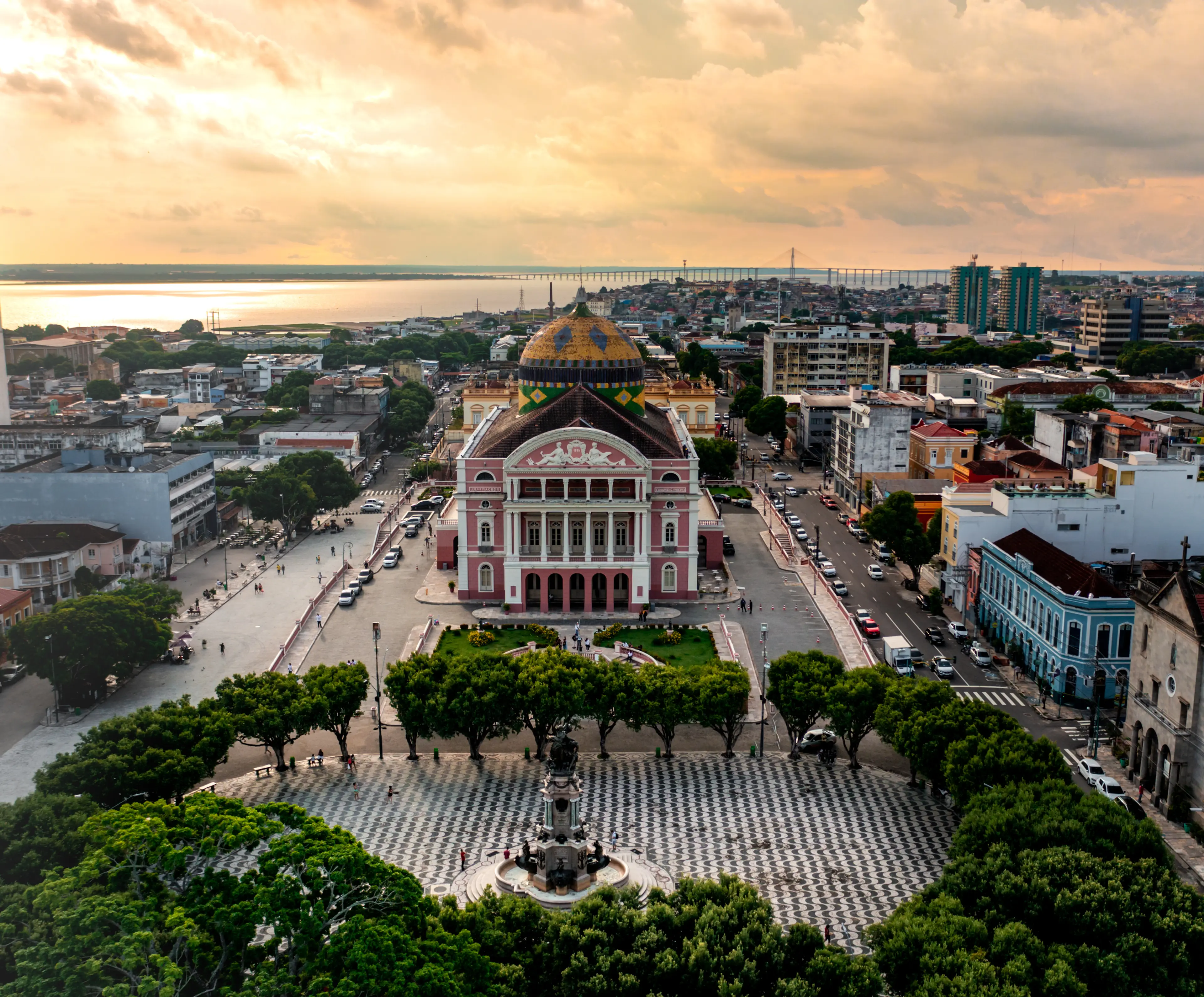 Aerial image of the Amazon theater in Manaus