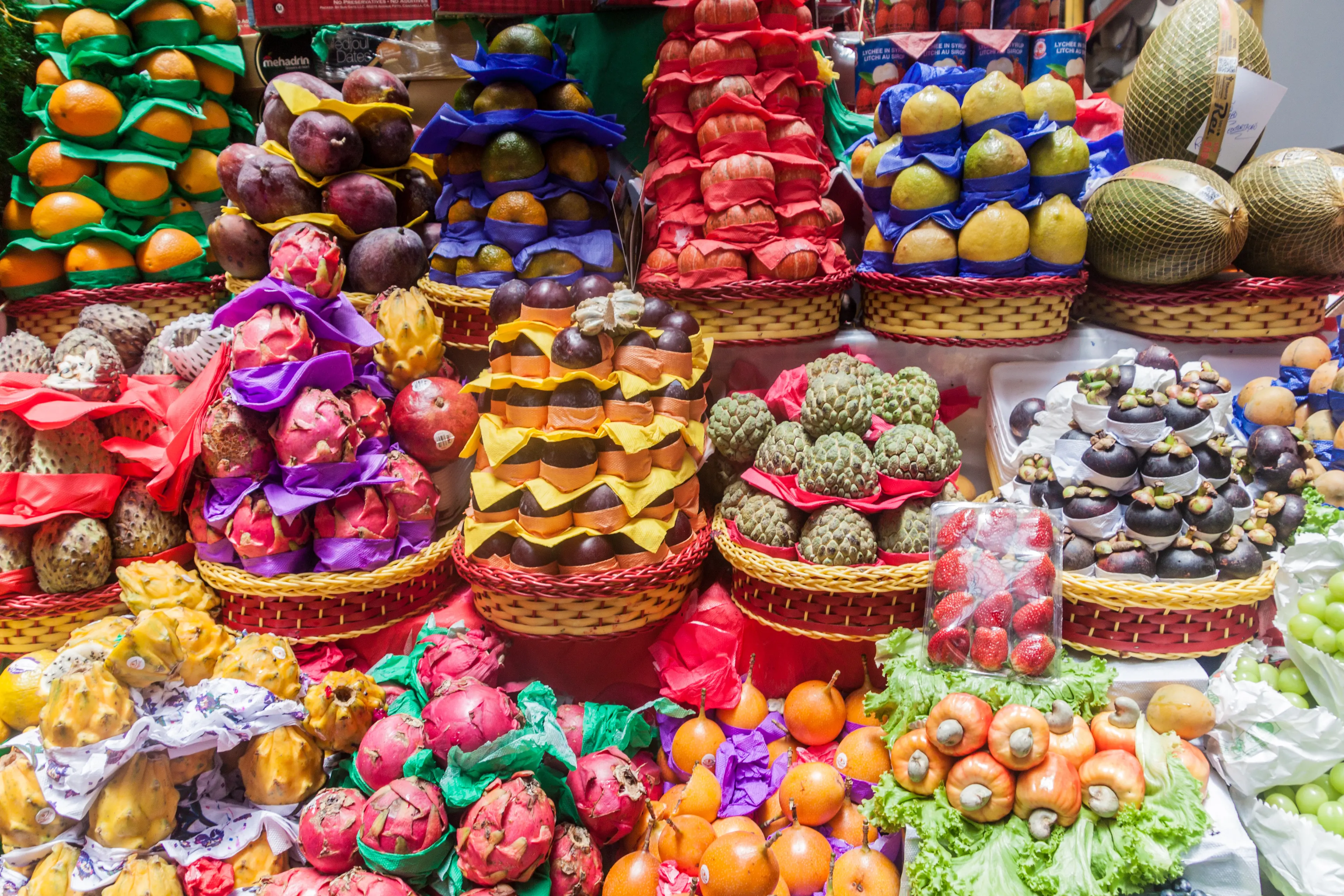 Fruit stacked at a stall in the municipal market