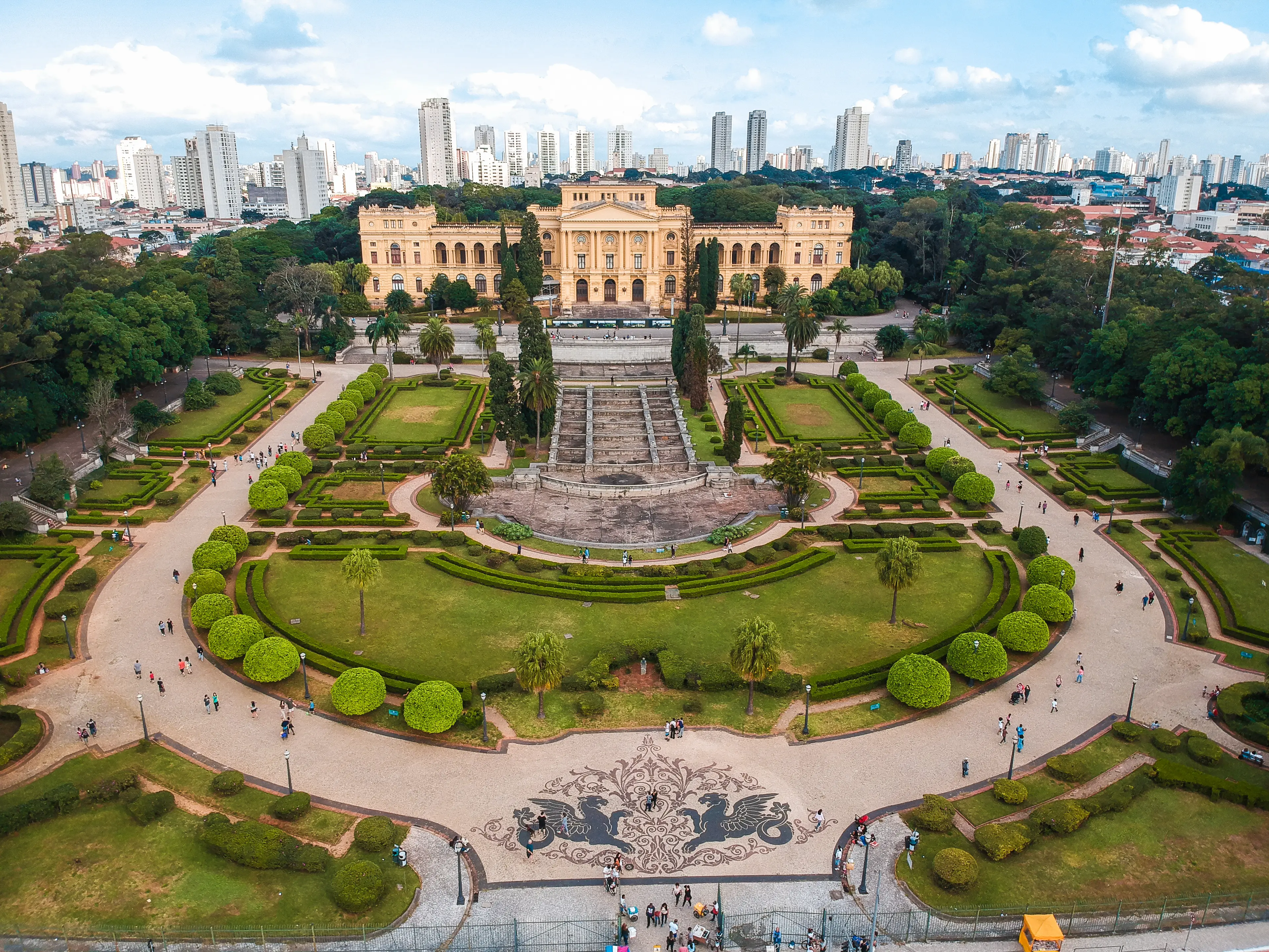 Aerial view of the Paulista museum, also known as Museu do Ipiranga