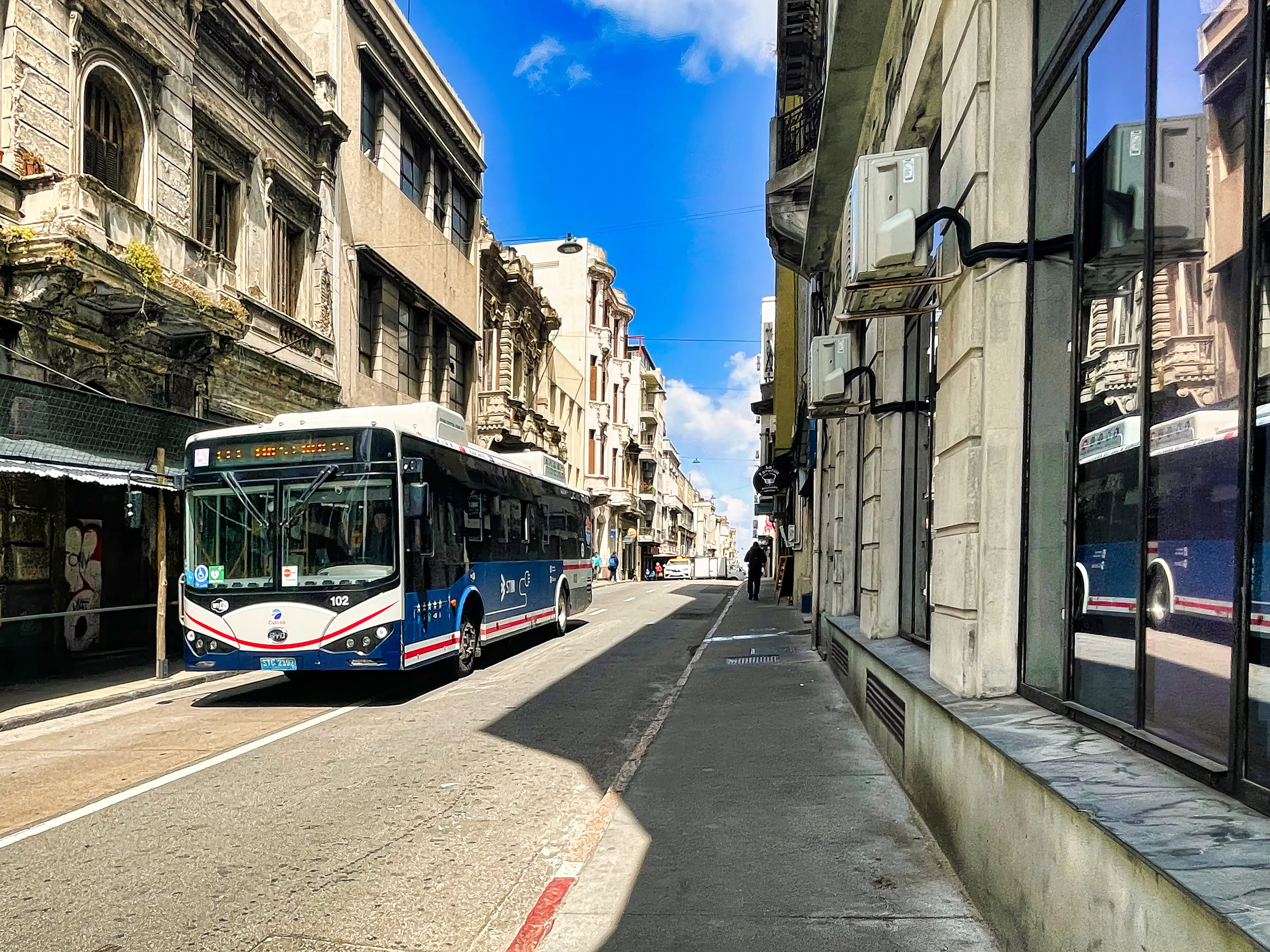 Public transport bus in the old town Public transport bus in the old town